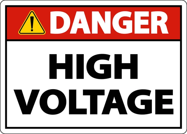 白い背景に危険高電圧サイン — ストックベクタ