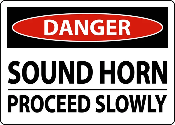 Danger Sound Horn Procéder Lentement Signe Sur Fond Blanc — Image vectorielle