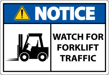 Beyaz Arkaplanda Forklift Trafik İşareti için 2 Yönlü İzleme Bildirisi