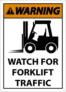 Beyaz Arkaplanda Forklift Trafik İşareti için 2- Yol İzleme Uyarısı