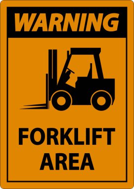 Beyaz Arkaplanda Çift Yönlü Uyarı Forklift Alanı İşareti