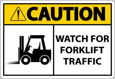 Beyaz Arkaplanda Forklift Trafik İşareti İçin Dikkat 2-Yol İzleme