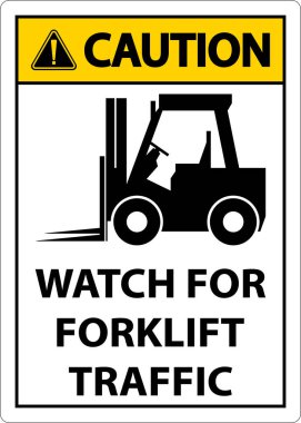 Beyaz Arkaplanda Forklift Trafik İşareti İçin Dikkat 2-Yol İzleme