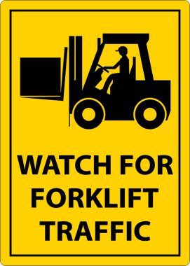 Beyaz Arkaplanda Forklift Trafik İşareti İçin Dikkat 2-Yol İzleme