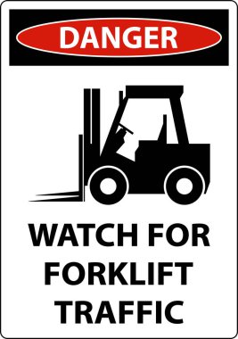 Beyaz Arkaplanda Forklift Trafik İşareti İçin Tehlike 2-Yol İzleme
