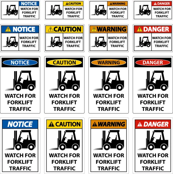 Way Watch Forklift Traffic Sign White Background — 스톡 벡터
