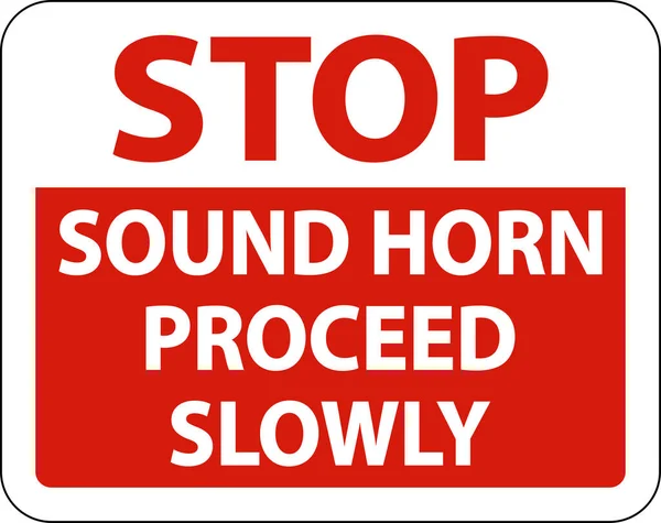 Stop Sound Horn Prossiga Lentamente Assine Fundo Branco — Vetor de Stock