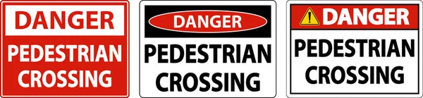 Perigo Pedestre Cruzamento Sinal Fundo Branco — Vetor de Stock