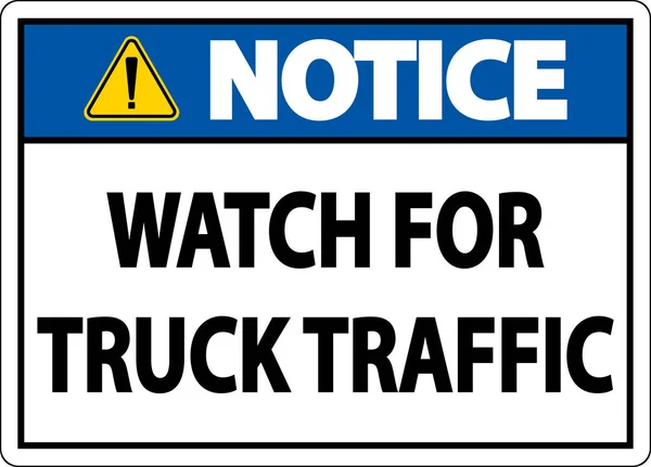 Figyelmeztetés Watch Truck Traffic Sign Fehér Háttér — Stock Vector