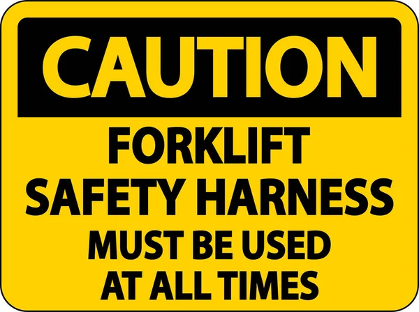Beyaz Arkaplanda Dikkat Forklift Güvenlik Koşum Şareti — Stok Vektör