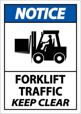 Dikkat Forklift Trafik Beyaz Arkaplanda Açık İşareti Koru