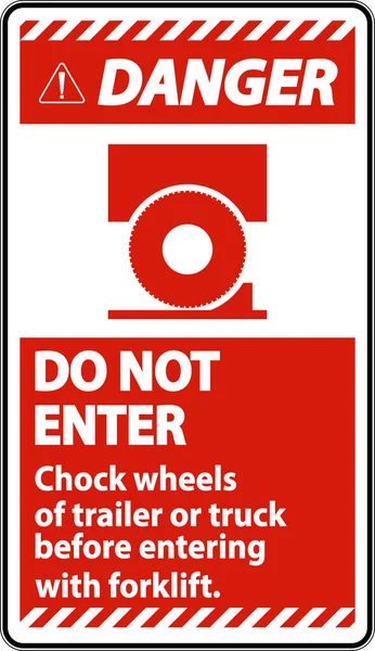 Peligro Chock Wheels Trailer Sign White Background — Archivo Imágenes Vectoriales
