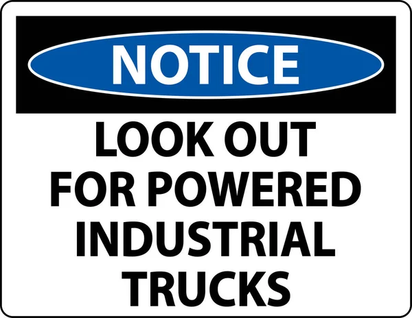 Notice Look Out Trucks Sign White Background — Stock Vector