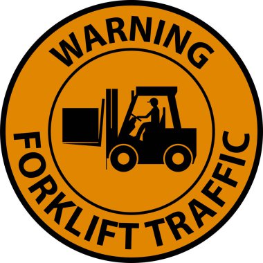 Beyaz Arkaplanda Forklift Uyarısı Trafik İşareti