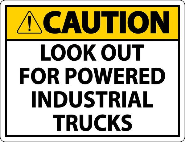 Caution Look Out Trucks Sign White Background — Stock Vector