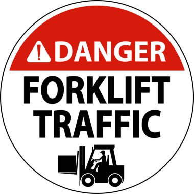 Tehlike Forklift Trafik İşareti Beyaz Arkaplanda