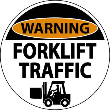 Beyaz Arkaplanda Forklift Uyarısı Trafik İşareti