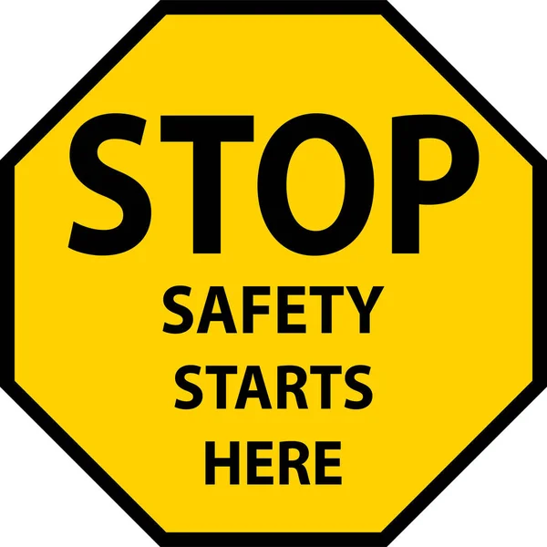 Stop Safety Starts Here Signs White Background — Stock Vector