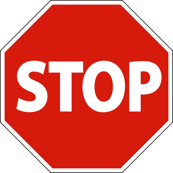 Stop Safety Sign On White Background