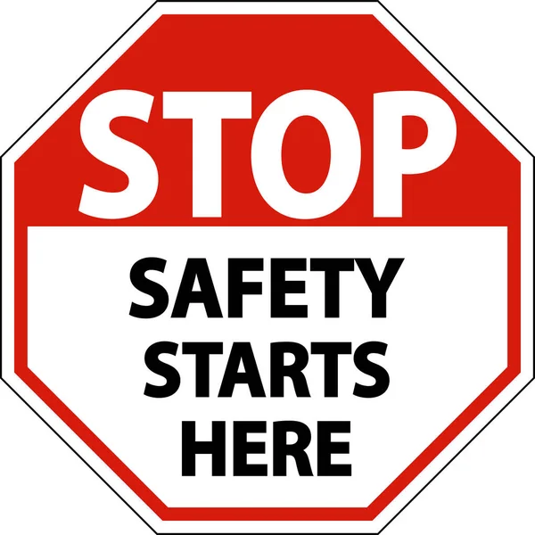 Stop Safety Starts Here Signs White Background — Stock Vector