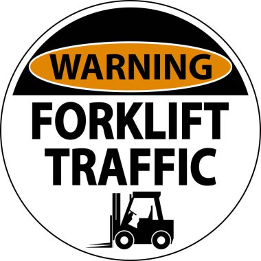 Beyaz Arkaplanda Forklift Uyarısı Trafik İşareti