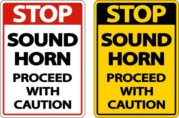 Sound Horn Proceed Caution Sign White Background — Stock Vector