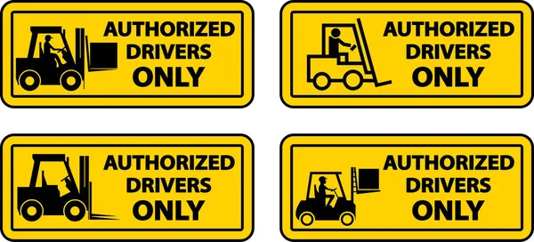 Autorisierte Fahrer Kennzeichnen Nur Schilder Auf Weißem Hintergrund — Stockvektor