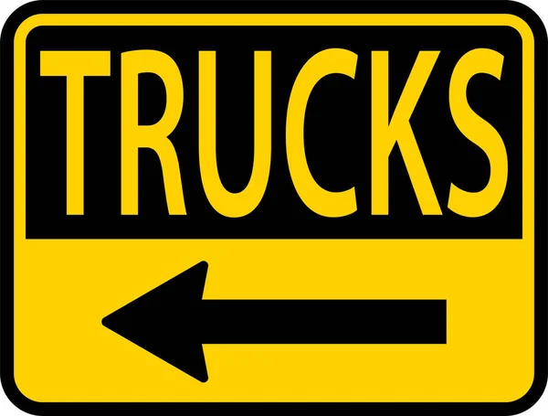 Cartel Flecha Izquierda Camiones Fondo Blanco — Vector de stock