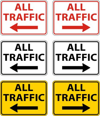 Tüm Trafik Sol Ok Sağ Ok İmzası Beyaz Arkaplanda