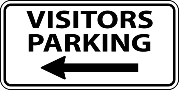 Visitantes Estacionamiento Izquierda Flecha Signo Sobre Fondo Blanco — Vector de stock