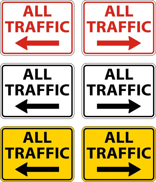 Tüm Trafik Sol Ok Sağ Ok İmzası Beyaz Arkaplanda