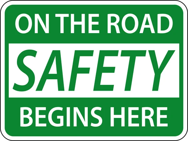 道路の安全性にここで始まる白の背景にサインイン — ストックベクタ