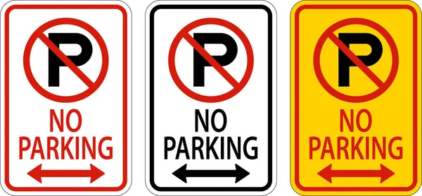 Kein Parken Doppelpfeil Schild Auf Weißem Hintergrund — Stockvektor