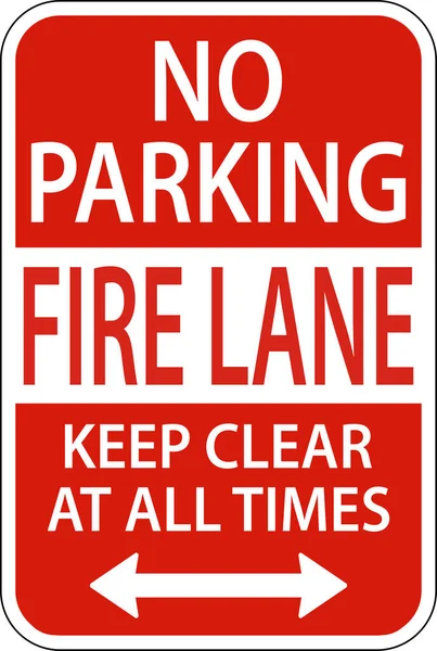 Fire Lane Keep Clear All Times Sign White Background — ストックベクタ