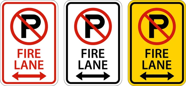 Parking Fire Lane Doppelpfeil Schild Auf Weißem Hintergrund — Stockvektor