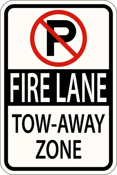 Parking Fire Lane Tow Away Zone Sign White Background — ストックベクタ