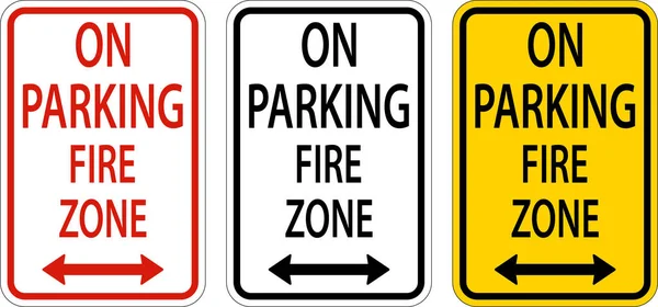 Hay Zona Incendio Estacionamiento Signo Flecha Doble Sobre Fondo Blanco — Vector de stock