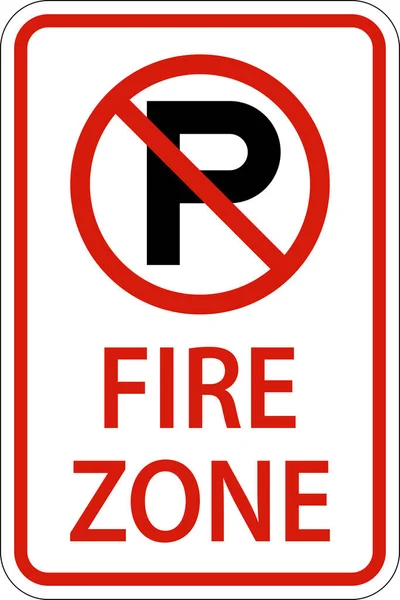 Parking Fire Zone Sign Witte Achtergrond — Stockvector