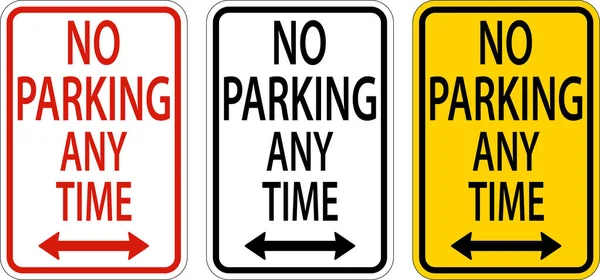 Kein Parken Jeder Zeit Doppelpfeil Schild Auf Weißem Hintergrund — Stockvektor