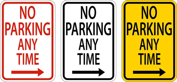 Kein Parken Jeder Zeit Rechtspfeil Schild Auf Weißem Hintergrund — Stockvektor