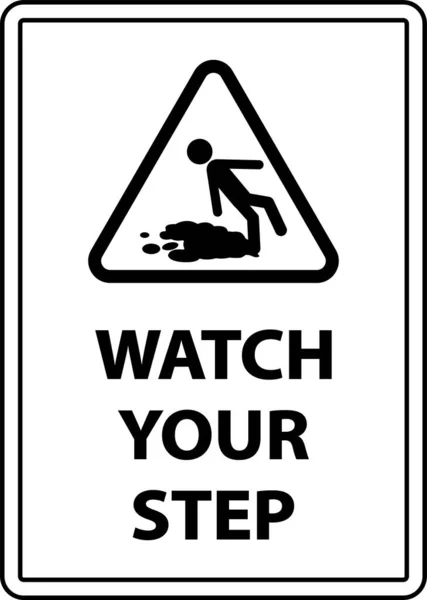 Watch Your Step Floor Sign White Background — Stockvektor