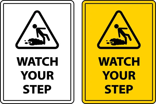 Watch Your Step Floor Sign White Background — Stock Vector