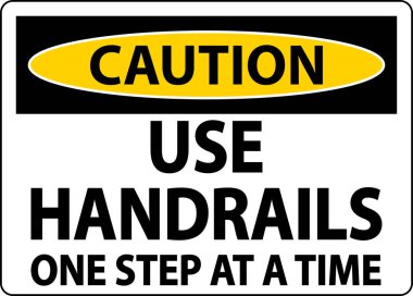 Dikkat, beyaz arkaplanda adım adım tırabzan kullanın