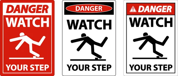 Danger Watch Your Step Sign White Background — Stockvector