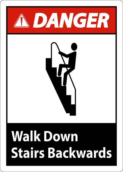 Danger Walk Stairs Backwards Sign — ストックベクタ