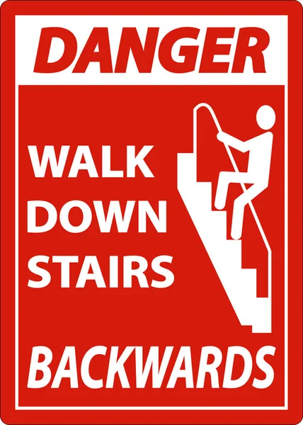 Danger Walk Stairs Backwards Sign — стоковый вектор