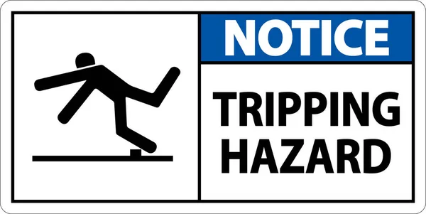 Notice Tripping Hazard Sign White Background — Vector de stock