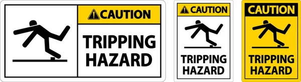 Caution Tripping Hazard Sign White Background — Stockvektor