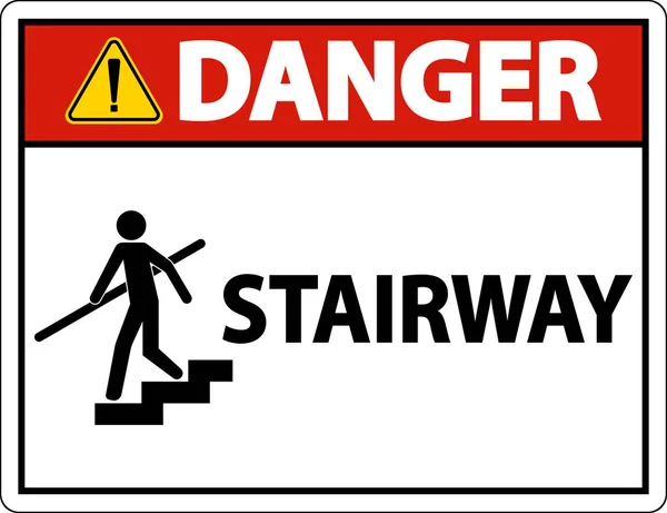 Danger Stairway Sign White Background — стоковый вектор