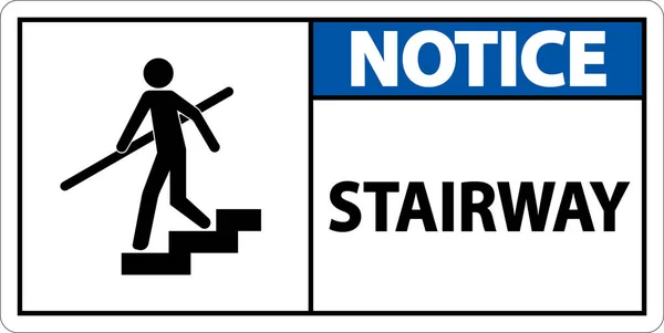 Notice Stairway Sign White Background — ストックベクタ